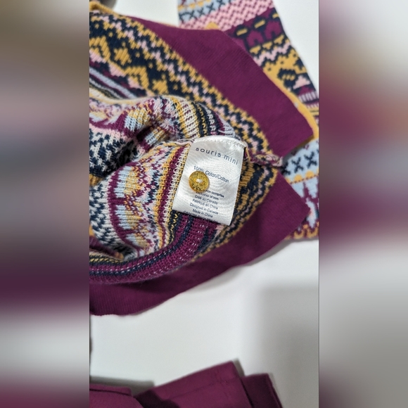 Souris Mini 2 Piece Girls Outfit, Size 5-6 Sweater/Pants, Fair Isle Pattern - Picture 10 of 12